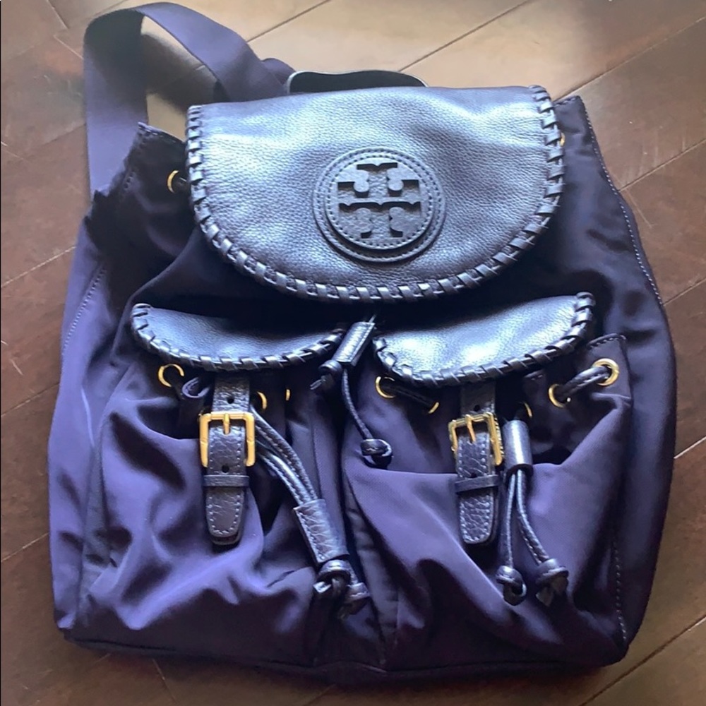 Tory Burch Black Backpack with Gold Accents